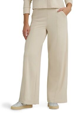 Lee Wide-Leg Seam-Front Pull-On Pants in Soy